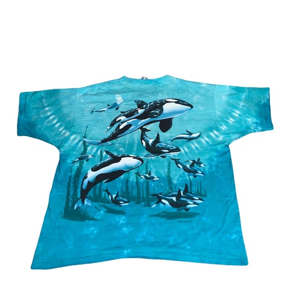 Vintage 1997 Liquid Blue Orca Killer Whale Tie Dye Single Stitch Shirt - Picture 4 of 6